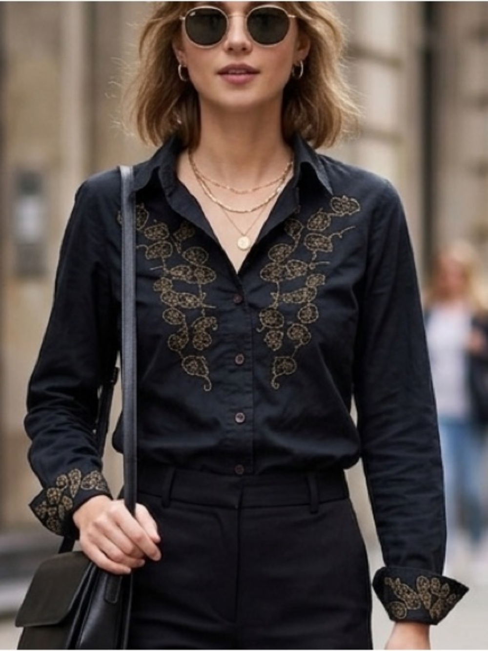 Calvin Klein Jeans Black Embroidered Button Down Shirt